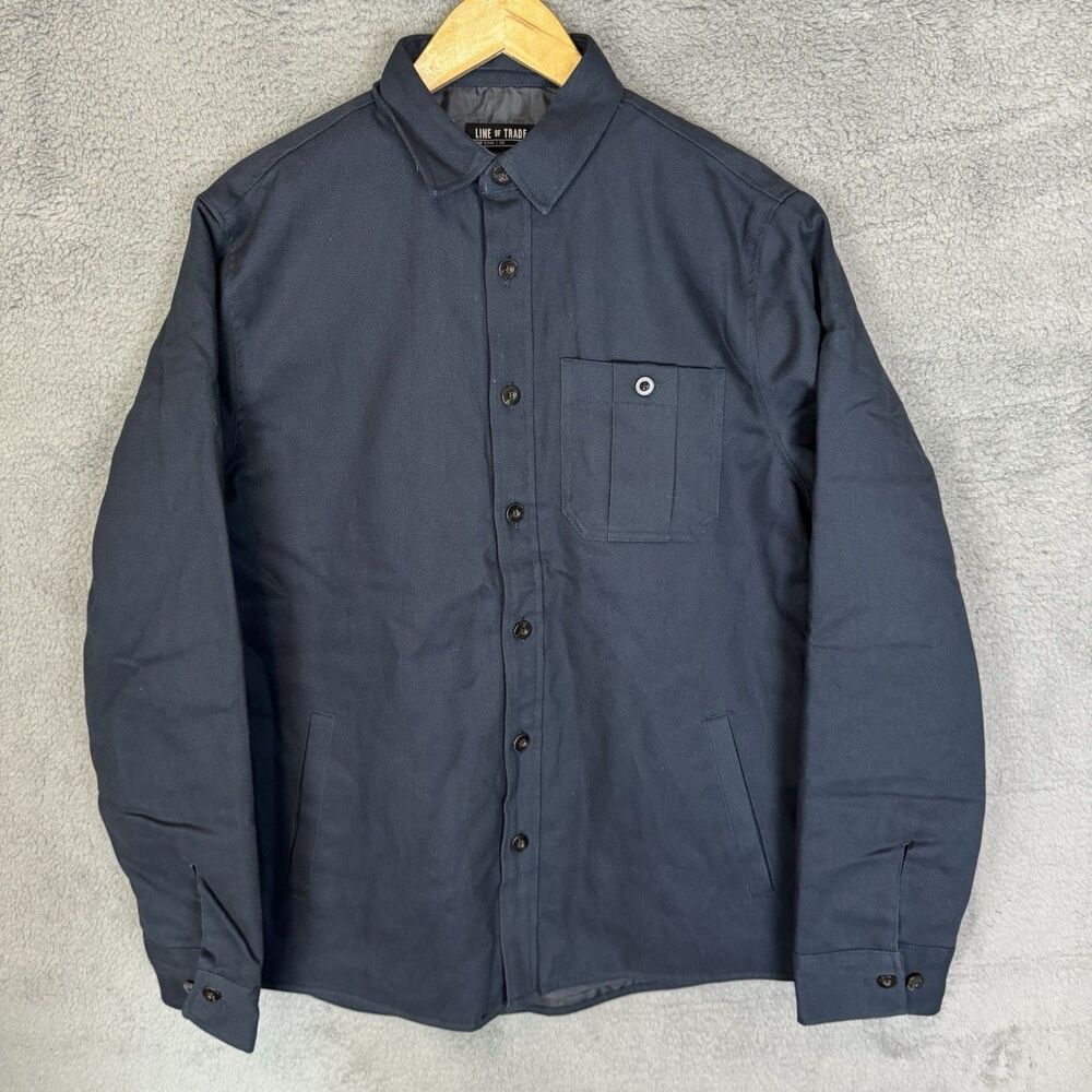 Line Of Trade Shacket Men’s M Navy Blue Button‎ Up Jacket Lined Pockets